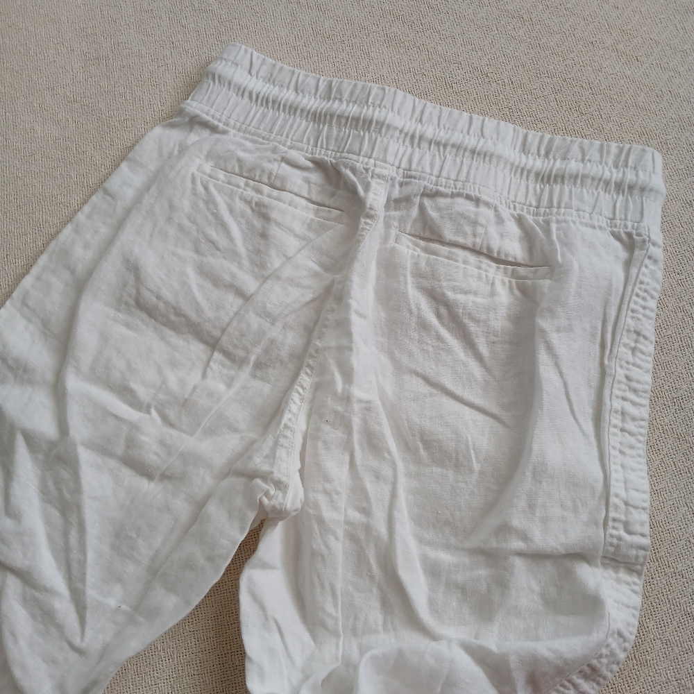 Athleta Cabo White Linen Joggers - Size 6 - Picture 7 of 9